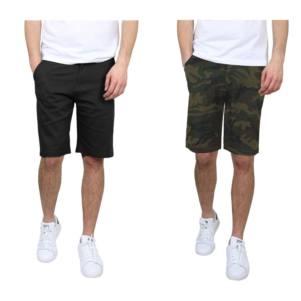 Galaxy by Harvic Men's Flat Front Slim Fit Stretch Chino Shorts